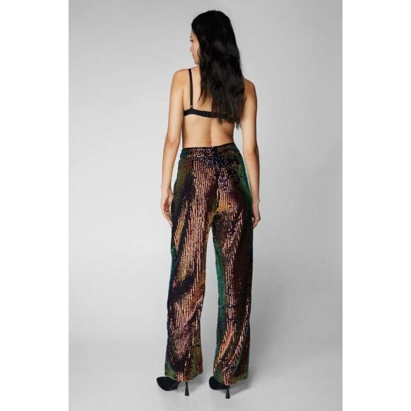 Nasty Gal Sequin Wide-Leg Pants NWT - Picture 3 of 9